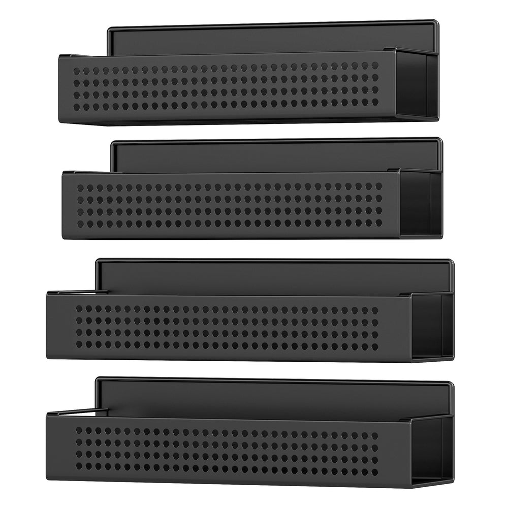 Magnetic Spice Rack for Refrigerator - Set of 4 - Black