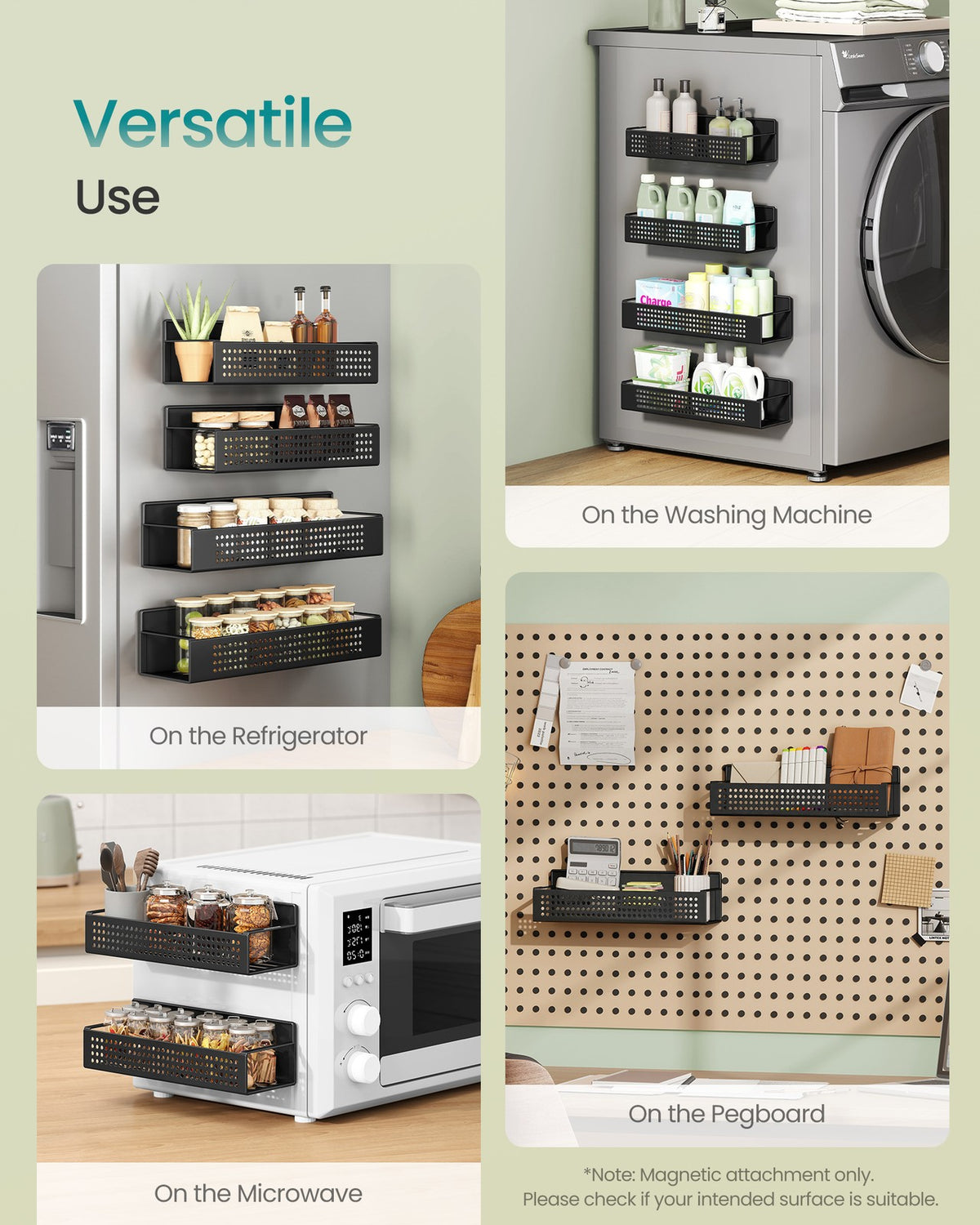 Magnetic Spice Rack for Refrigerator - Set of 4
