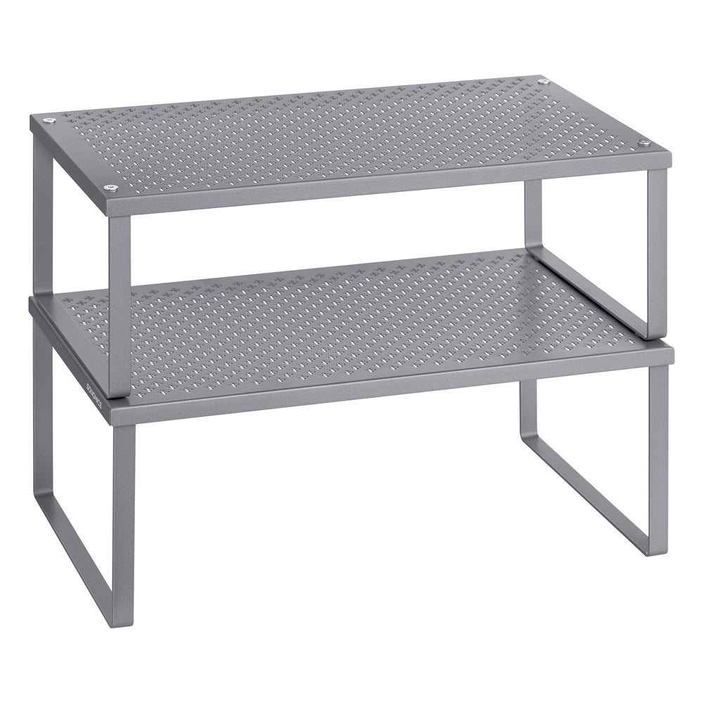 Set of 2 Stackable and Expandable Spice Racks - Silver