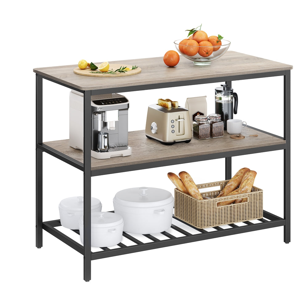 47.2 Inches Kitchen Shelf with Large Worktop - Greige, Black