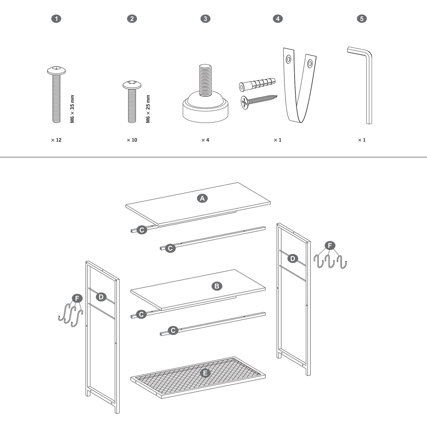 Baker’s Rack with 3 Open Shelves and Metal Frame