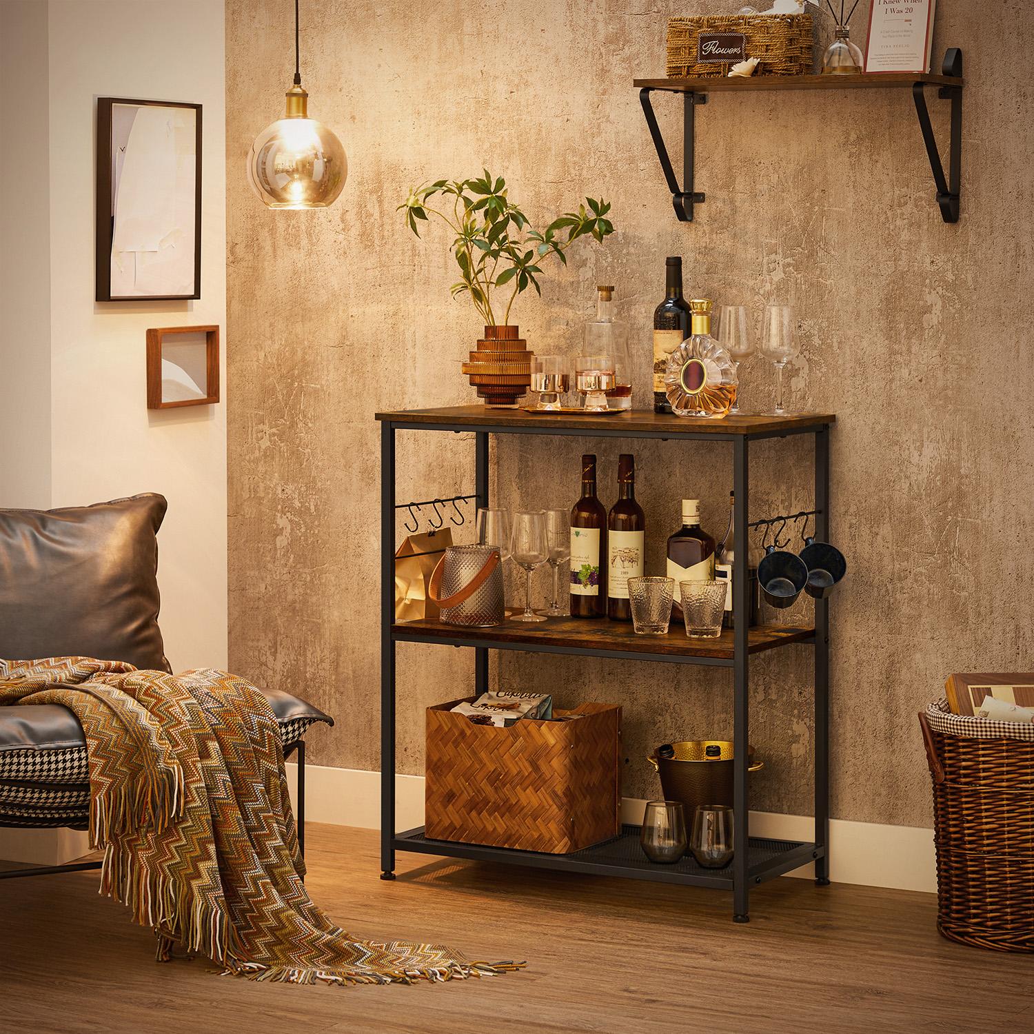 Baker’s Rack with 3 Open Shelves and Metal Frame