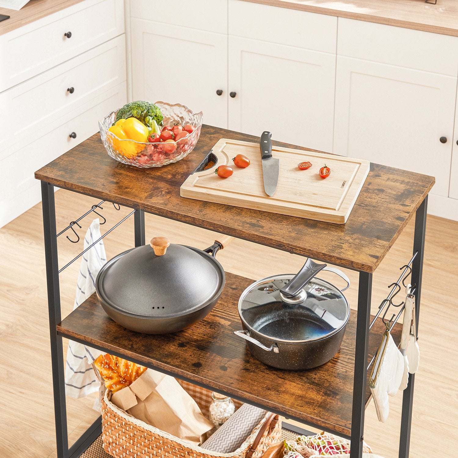 Baker’s Rack with 3 Open Shelves and Metal Frame