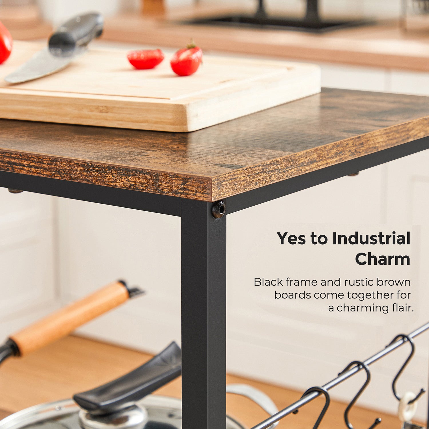 Baker’s Rack with 3 Open Shelves and Metal Frame