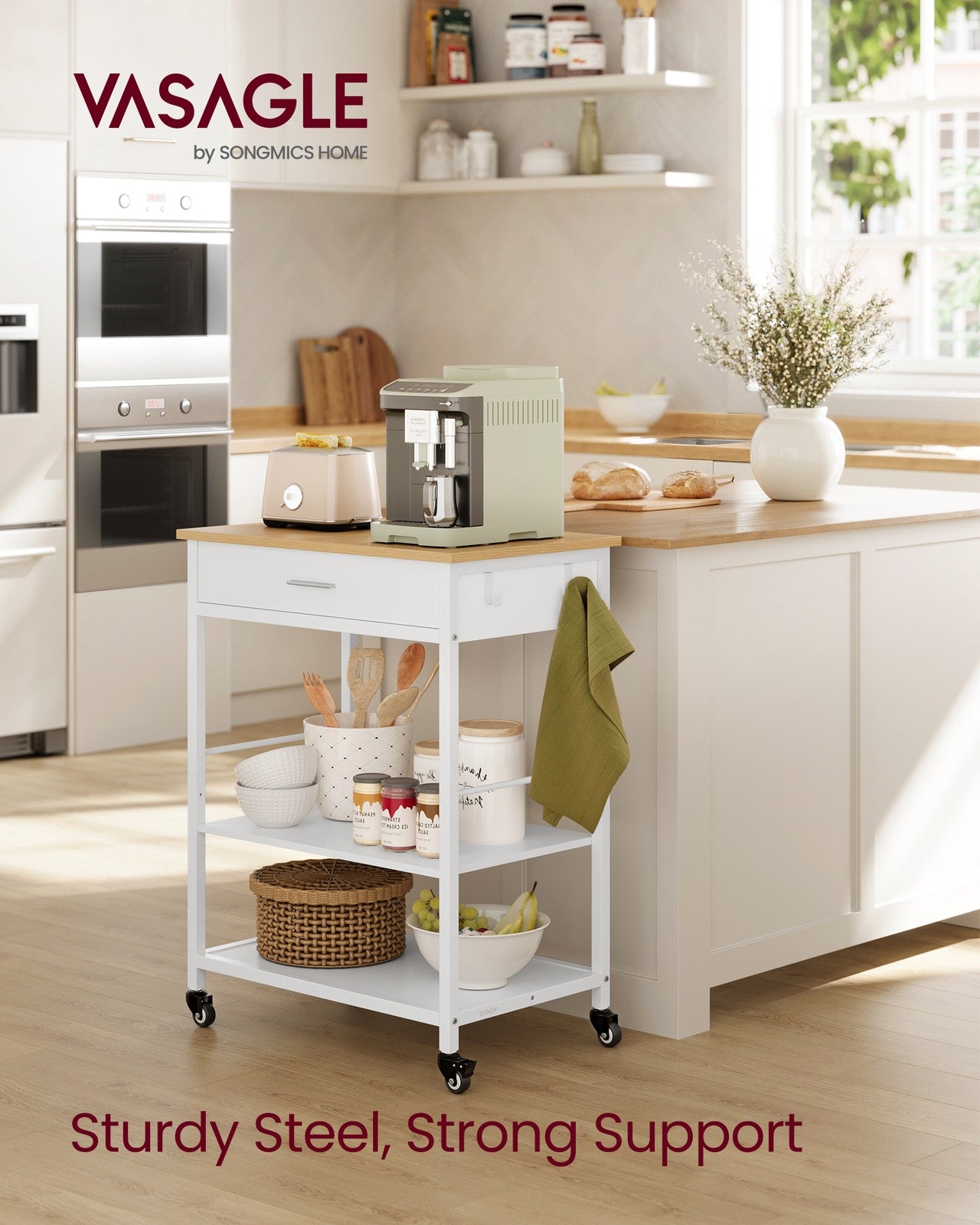 Kitchen Rolling Island - Mobile Kitchen Cart with Storage on Wheels