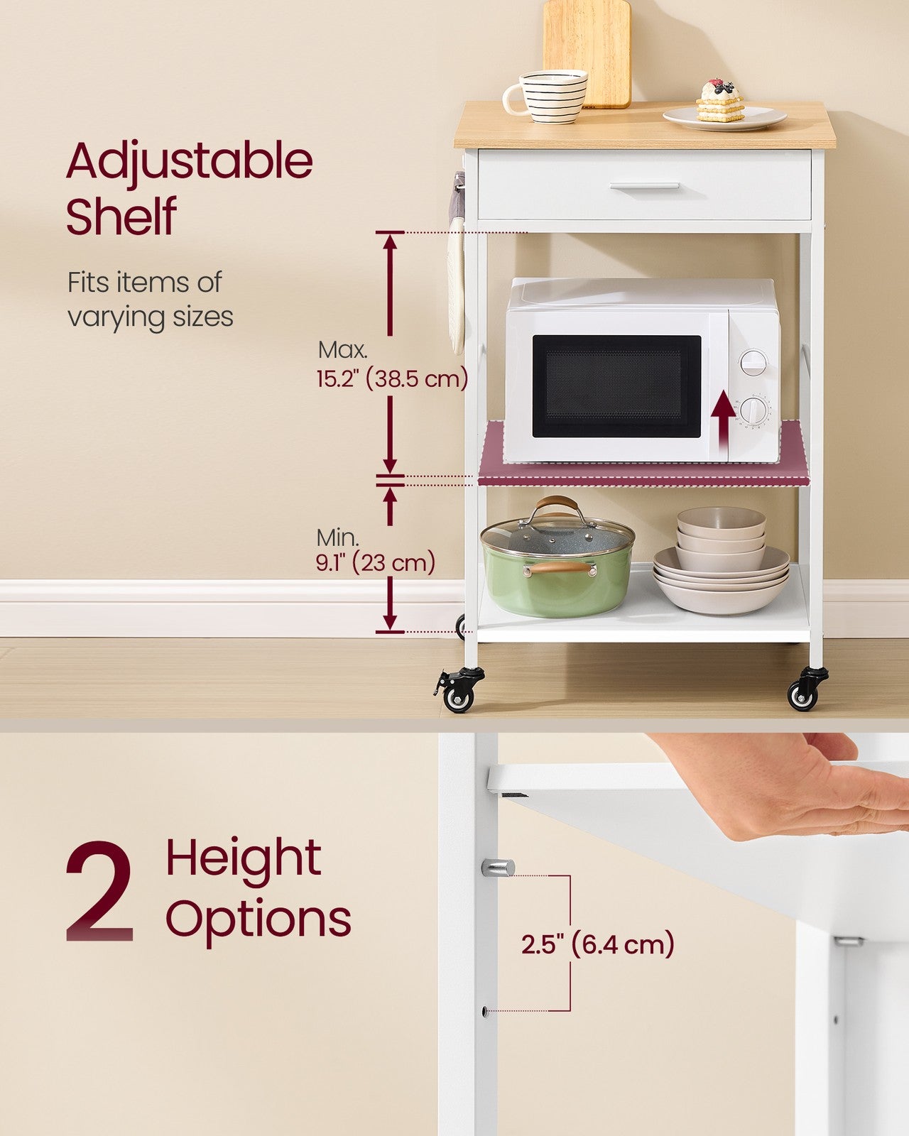 Kitchen Rolling Island - Mobile Kitchen Cart with Storage on Wheels