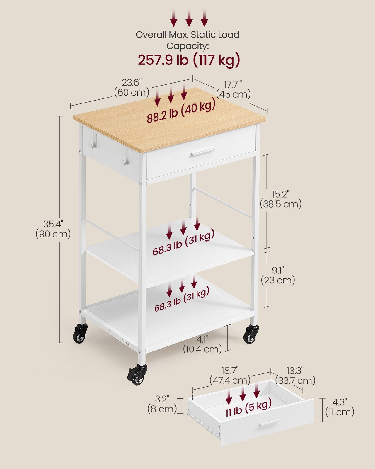 Kitchen Rolling Island - Mobile Kitchen Cart with Storage on Wheels