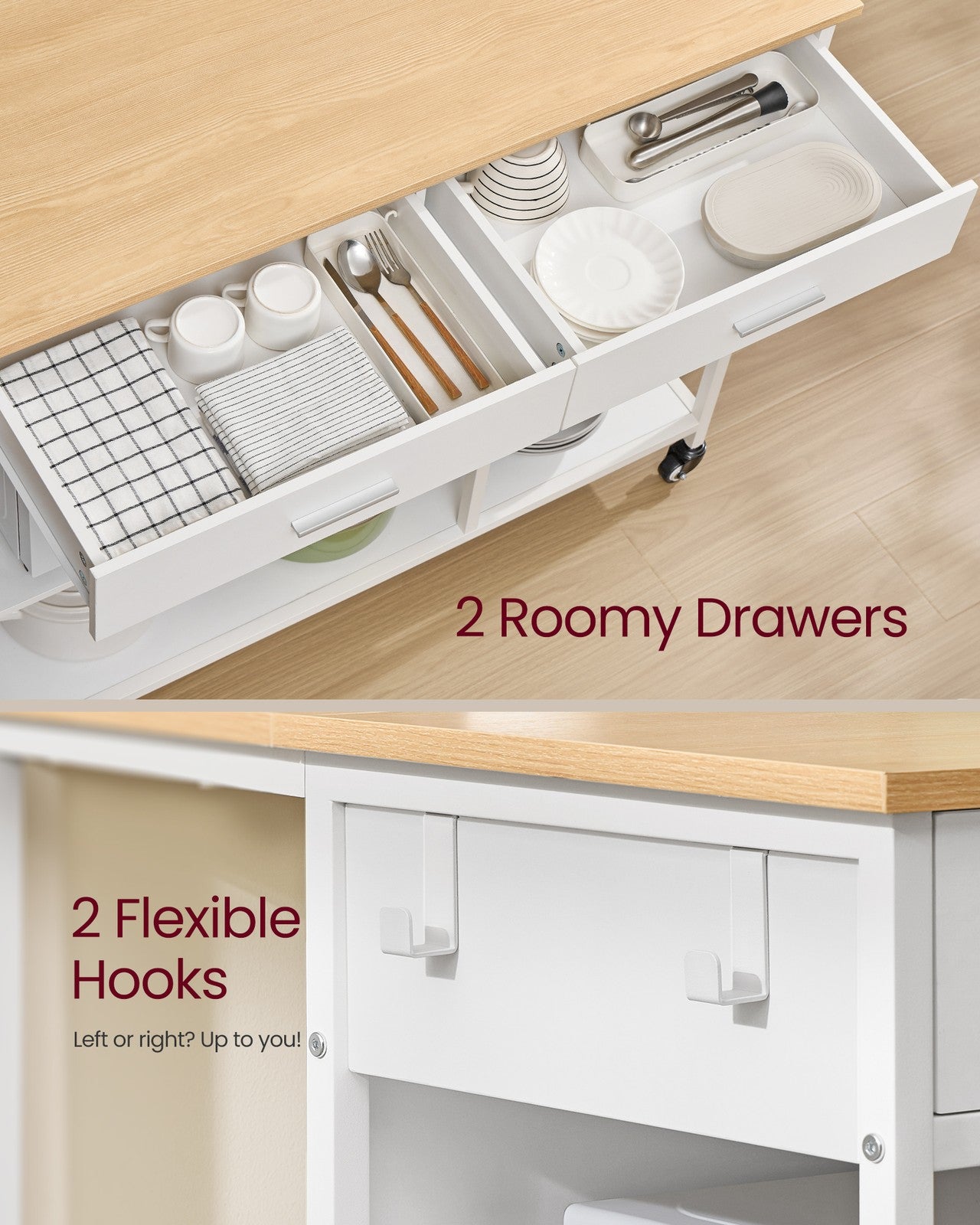 Kitchen Rolling Island - Mobile Kitchen Cart with Storage on Wheels