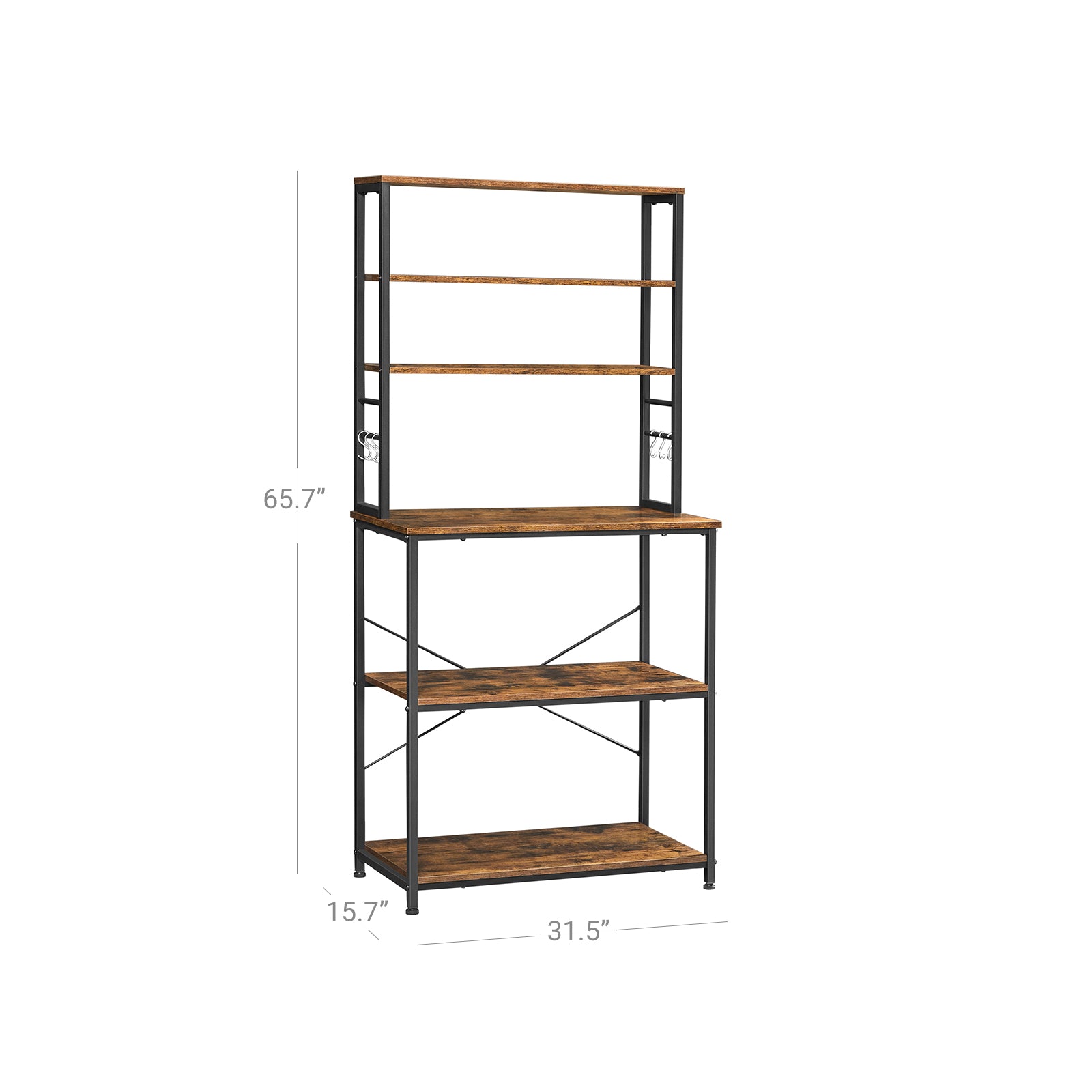 31.5 Inches Baker's Rack for Kitchen with Storage - Rustic Brown, Black