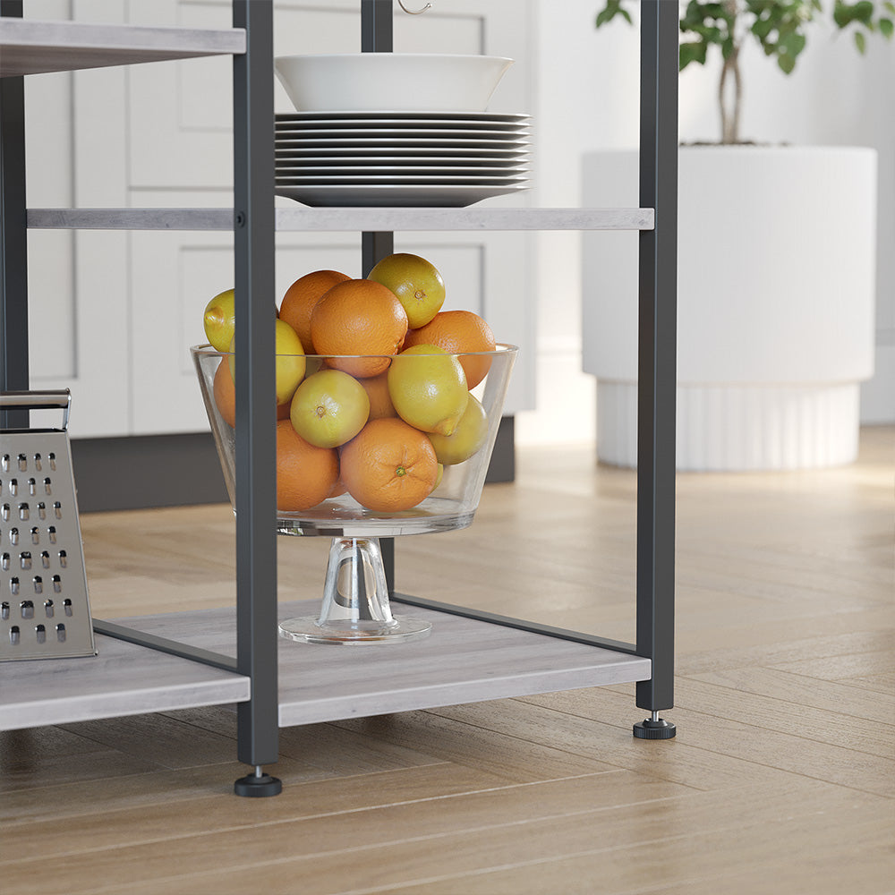 Kitchen Storage Rack with Wire Basket - Heather Greige, Ink Black