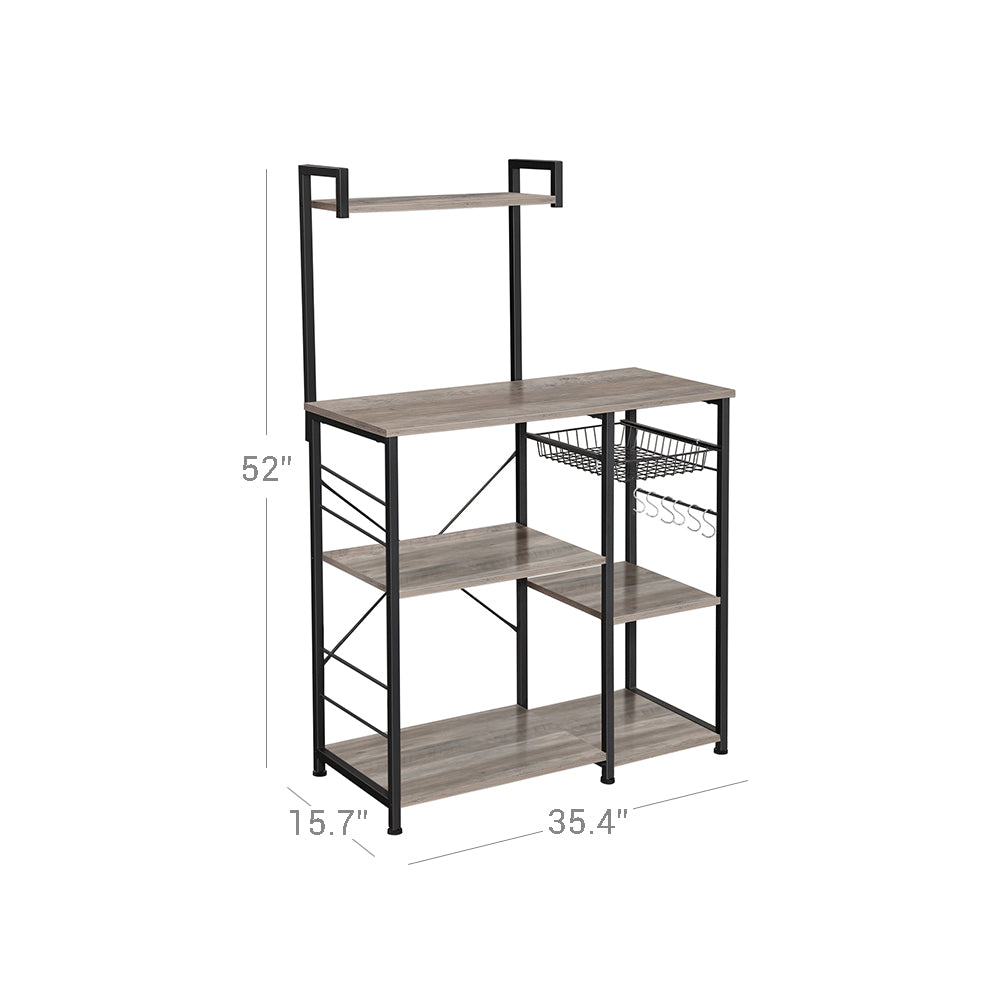 Kitchen Storage Rack with Wire Basket - Heather Greige, Ink Black