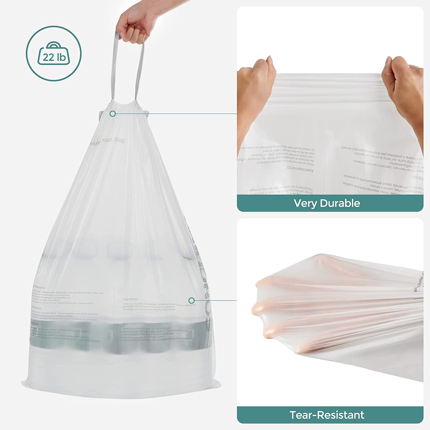 Trash Bags for 8-Gallon (30L) Trash Cans - White