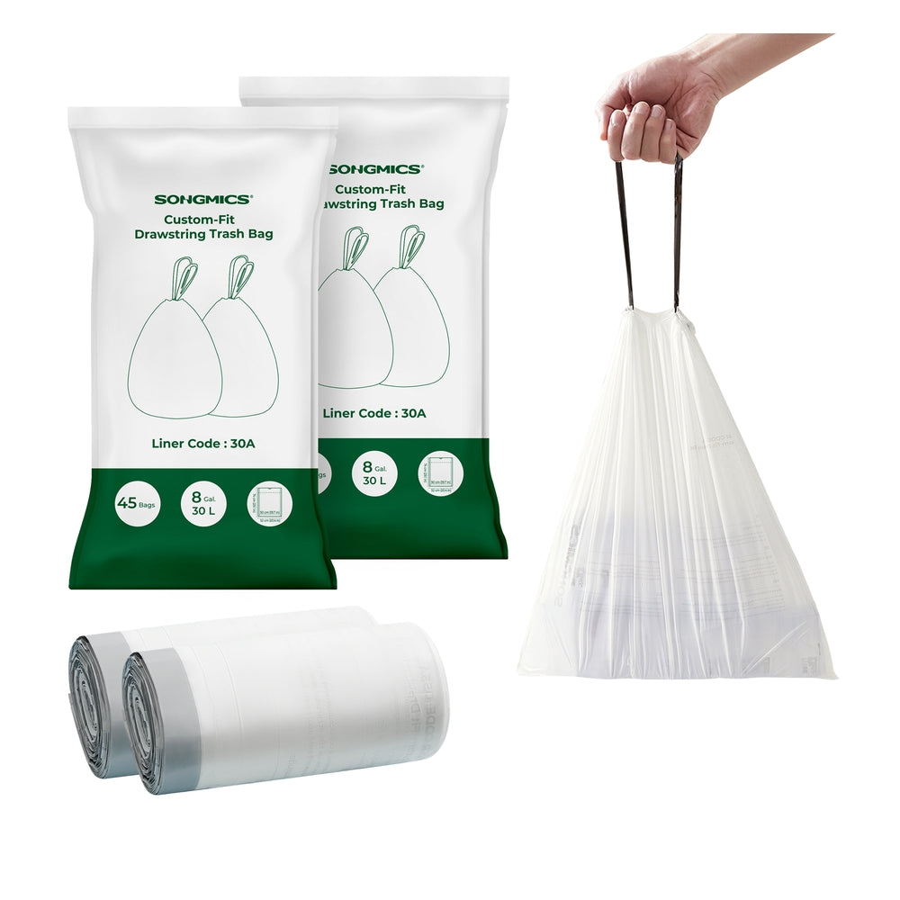 Trash Bags for 8-Gallon (30L) Trash Cans - White 90 Bags