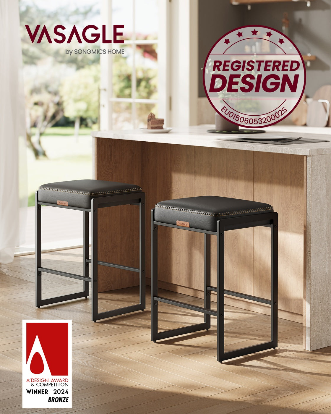 EKHO Collection - Counter Height Bar Stools - Ink Black