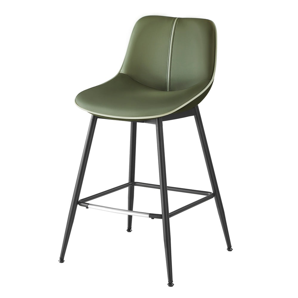 Counter Height Bar Stools with Back Set of 2 - Olive Green