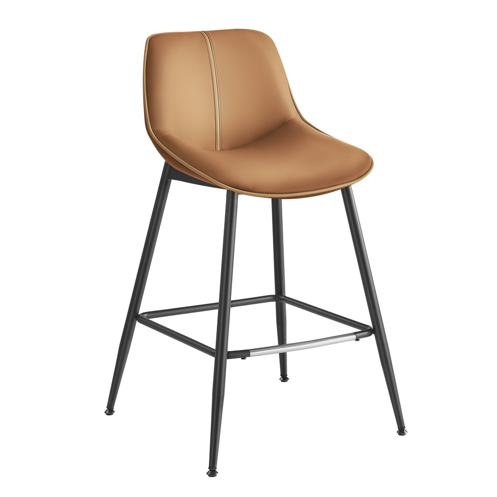Counter Height Bar Stools with Back Set of 2 - Caramel Brown