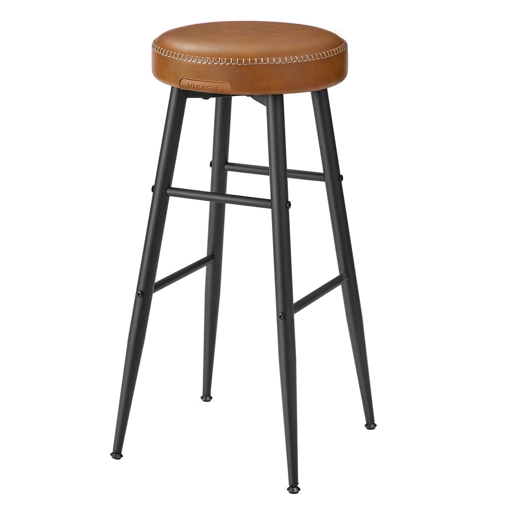EKHO Collection - Counter Stools Set of 2 - Ink Black - Caramel Brown - 20.3”D x 20.3”W x 30”H
