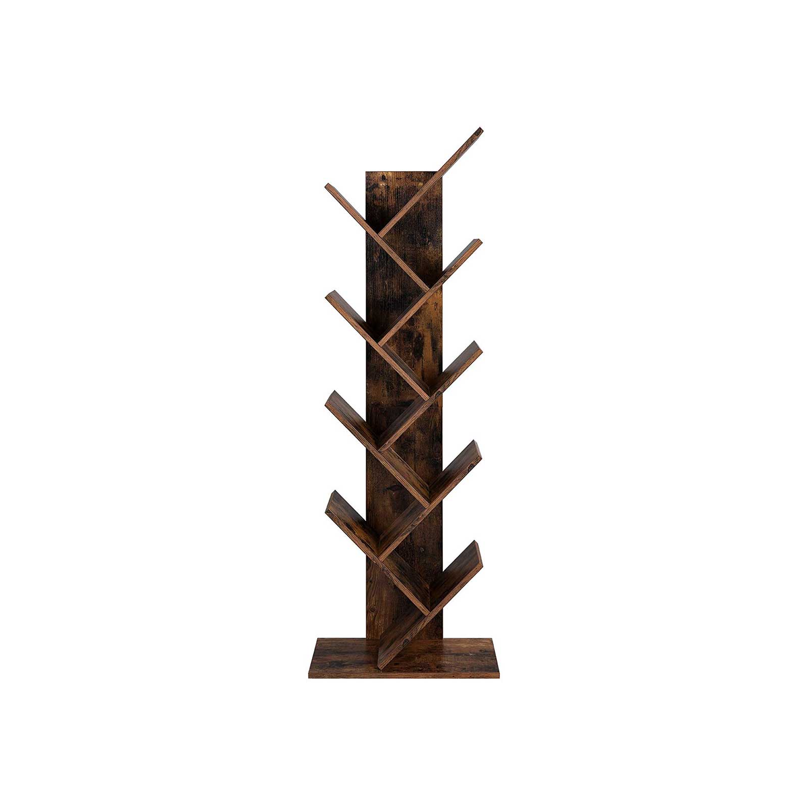 9-Tier Tree Bookshelf - Rustic Brown