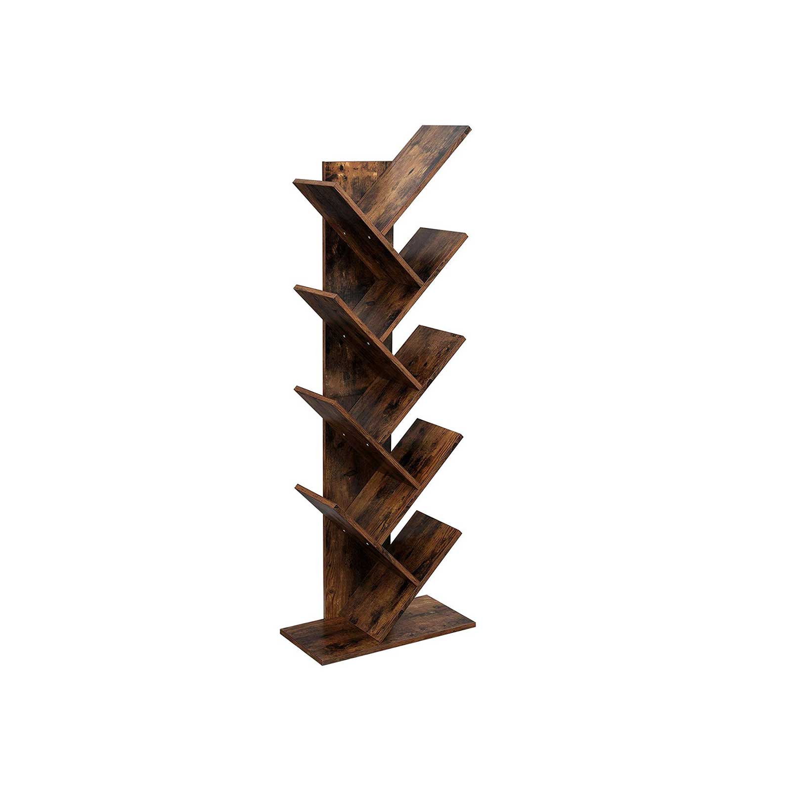 9-Tier Tree Bookshelf - Rustic Brown