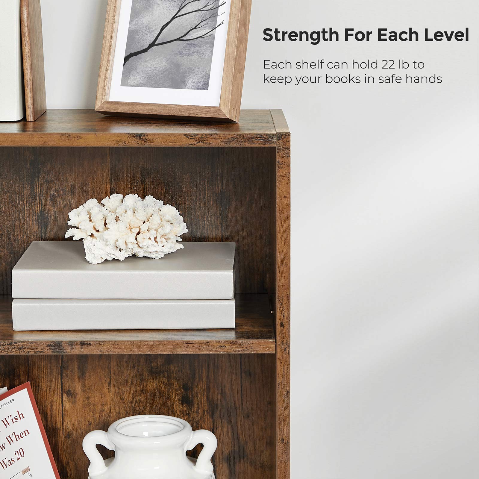 3-Tier Open Bookcase with Adjustable Storage Shelves
