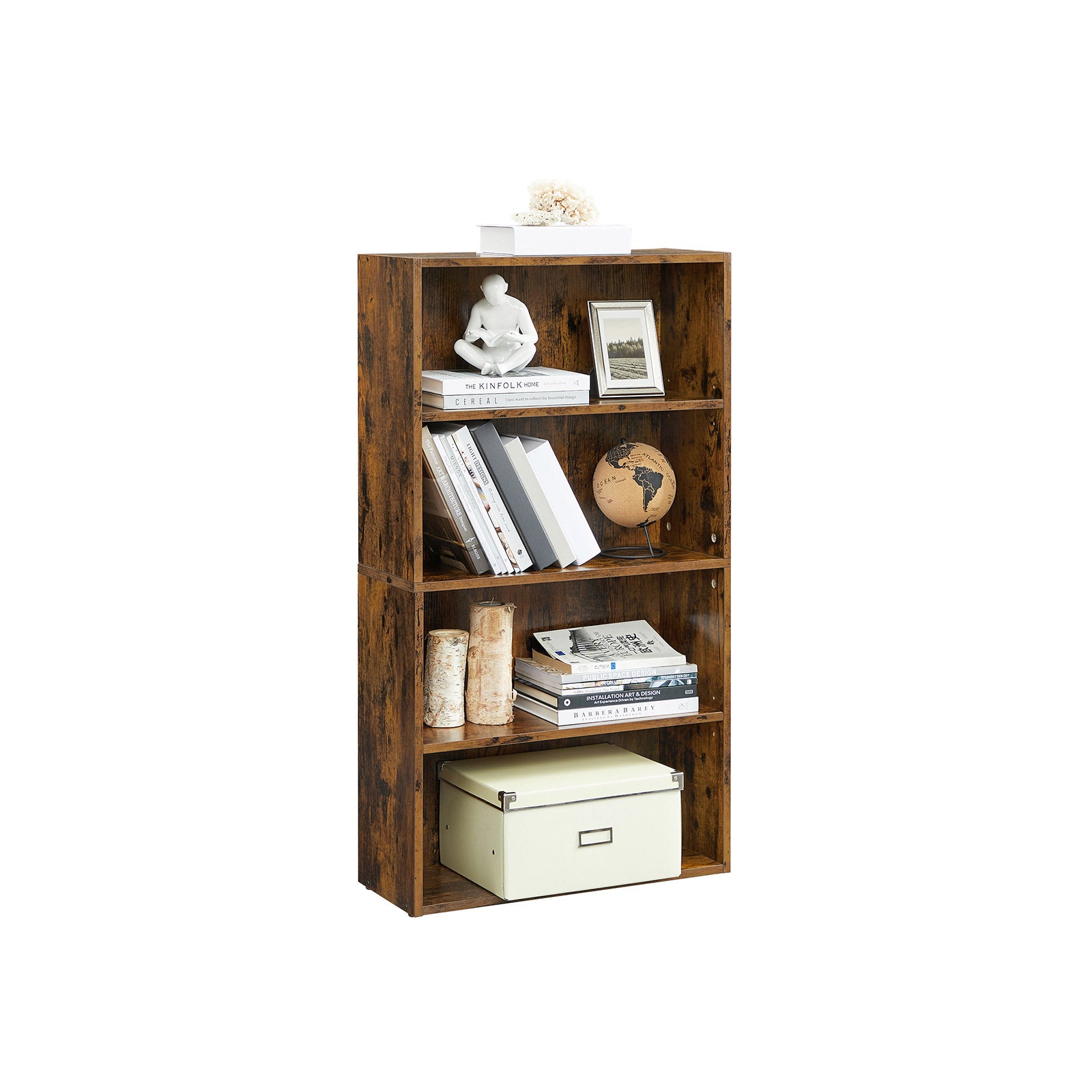 4-Tier Open Bookcase with Adjustable Storage Shelves
