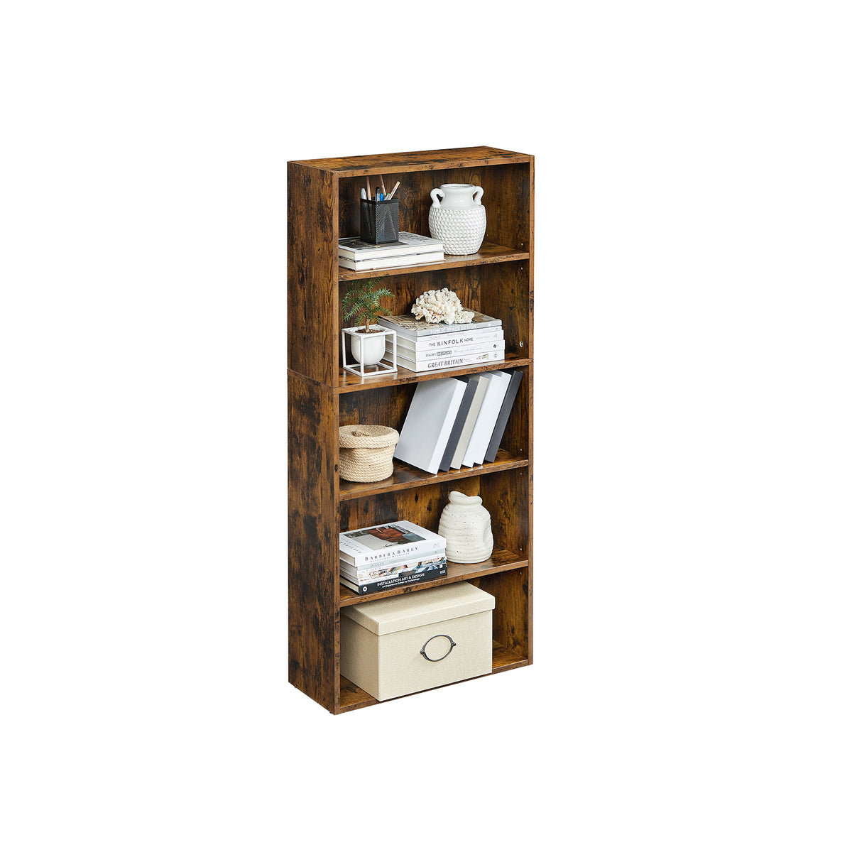 5-Tier Open Bookcase with Adjustable Storage Shelves