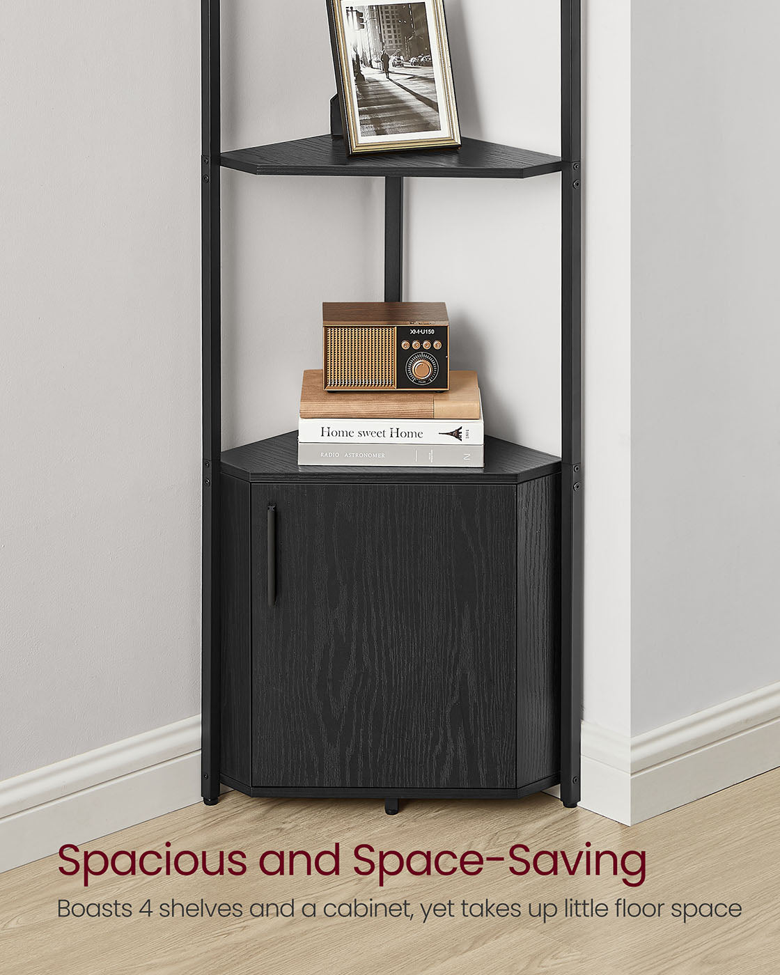 5-Tier Corner Shelving Unit - Ebony Black, Ink Black