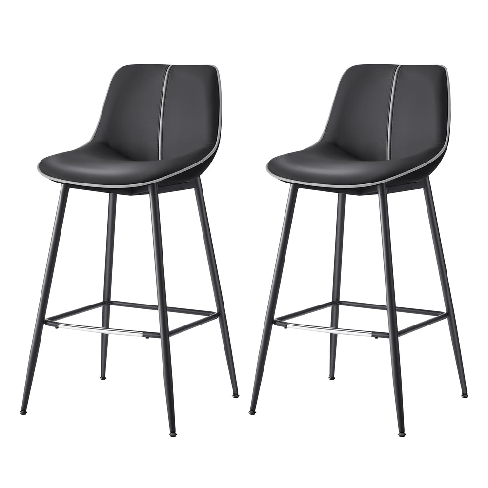 Counter Height Bar Stools with Back Set of 2 - Black Bar Height