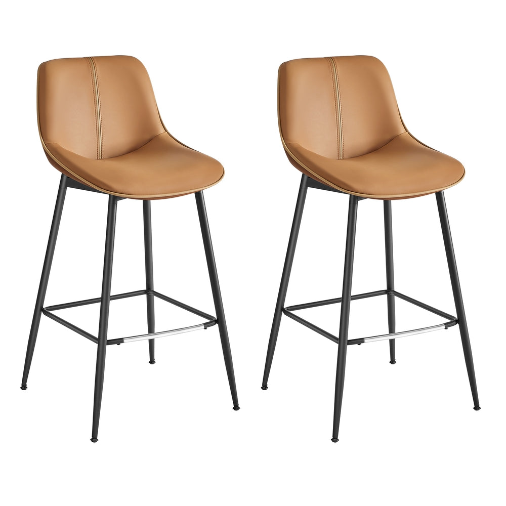 Counter Height Bar Stools with Back Set of 2 - Caramel Bar Height
