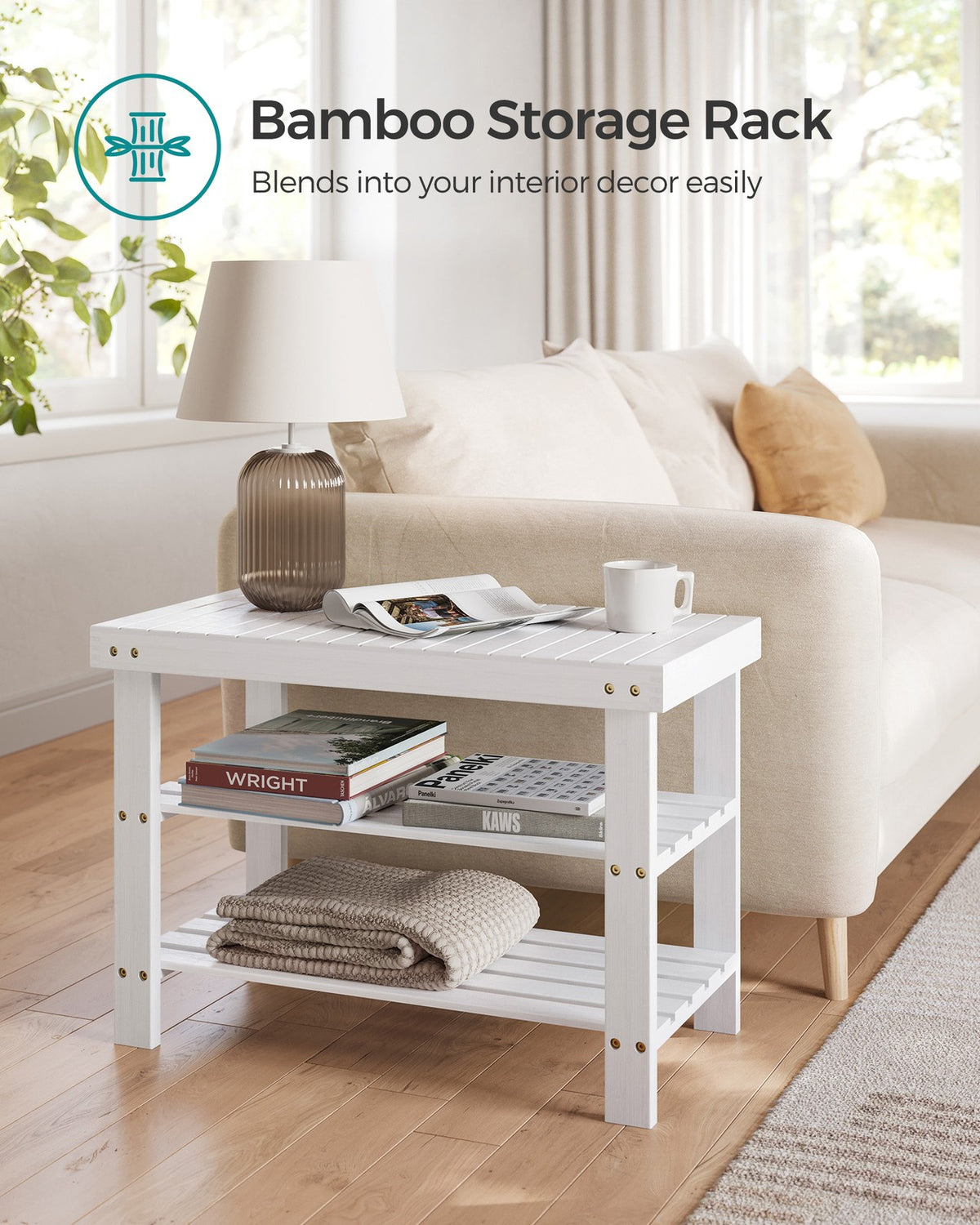Bamboo Shoe Rack Bench - 3-Tier - Shoe Storage Organizer