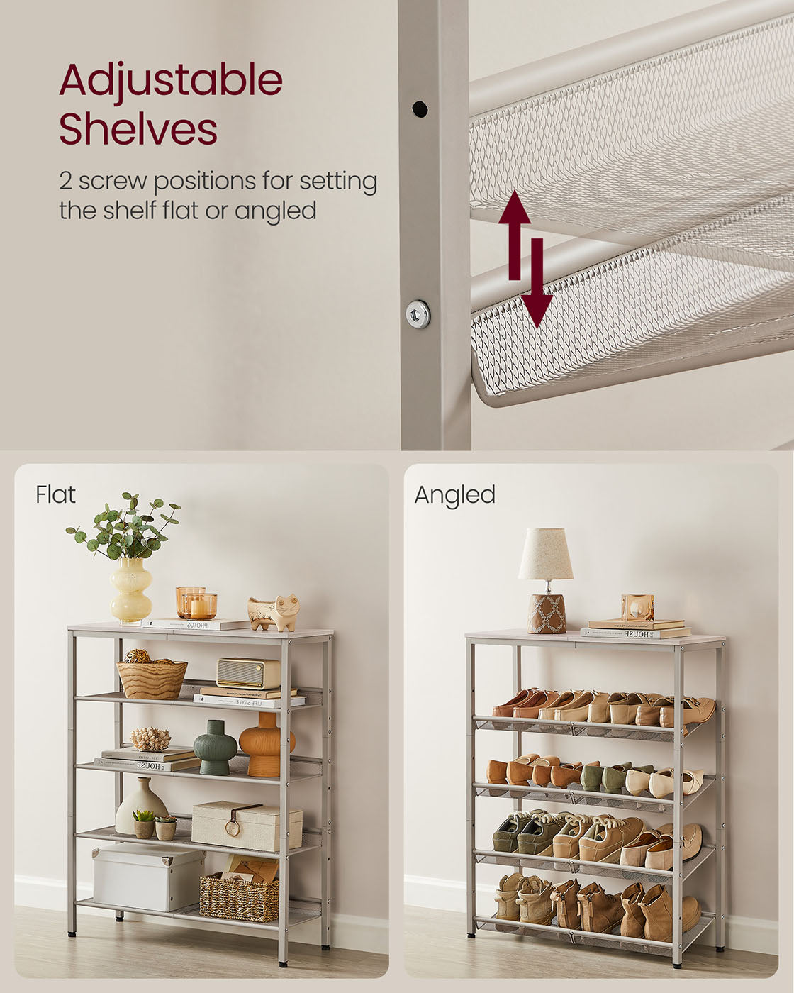 Shoe Rack - 5-Tier - Narrow Design - for Entryway