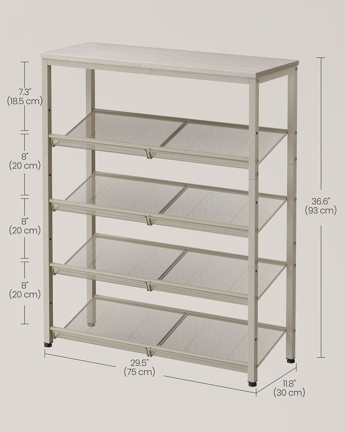 Shoe Rack - 5-Tier - Narrow Design - for Entryway