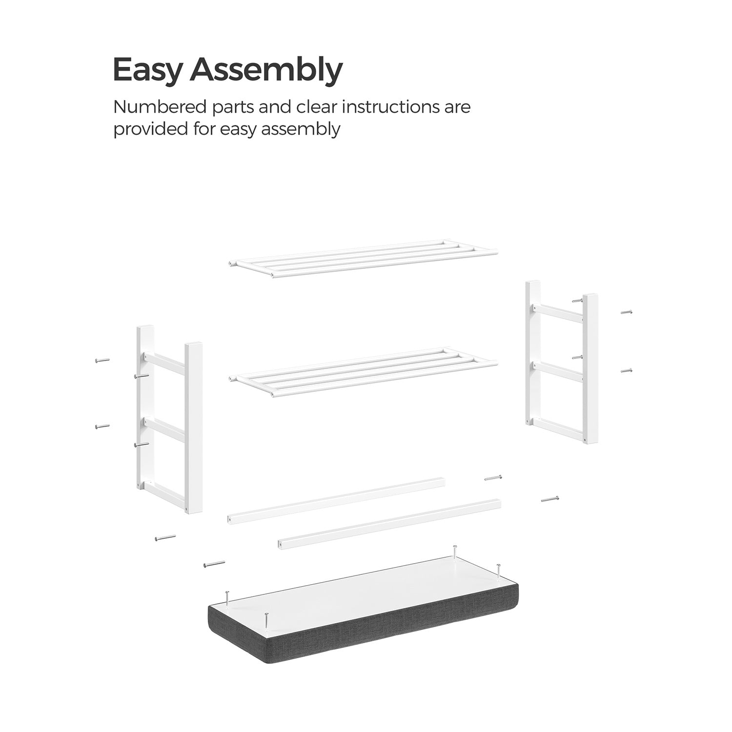 3-Tier Shoe Rack for Entryway Organizer with Foam Padded Seat - Cream Cloud, Cloud White