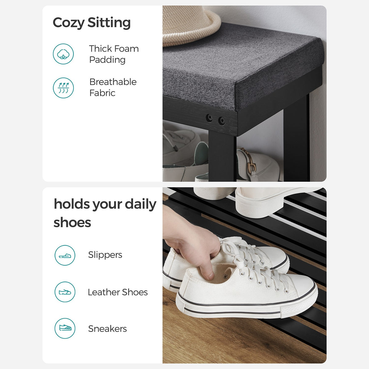 Shoe Organizer with Bench