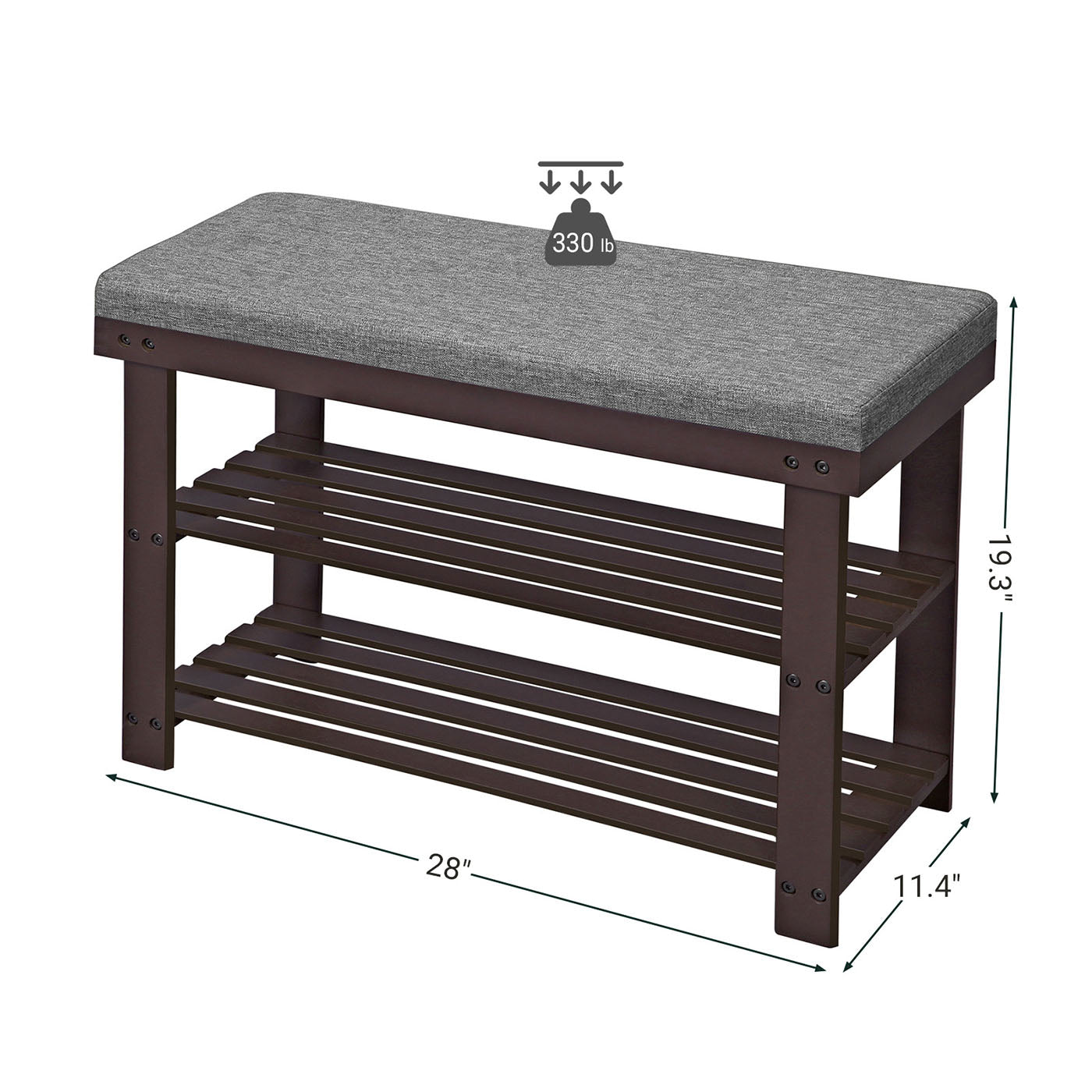 Shoe Organizer with Bench - Brown, Gray