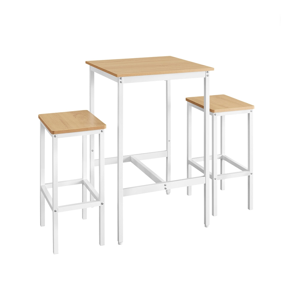 Bar Table and Chairs Set - Golden Oak, Cloud White