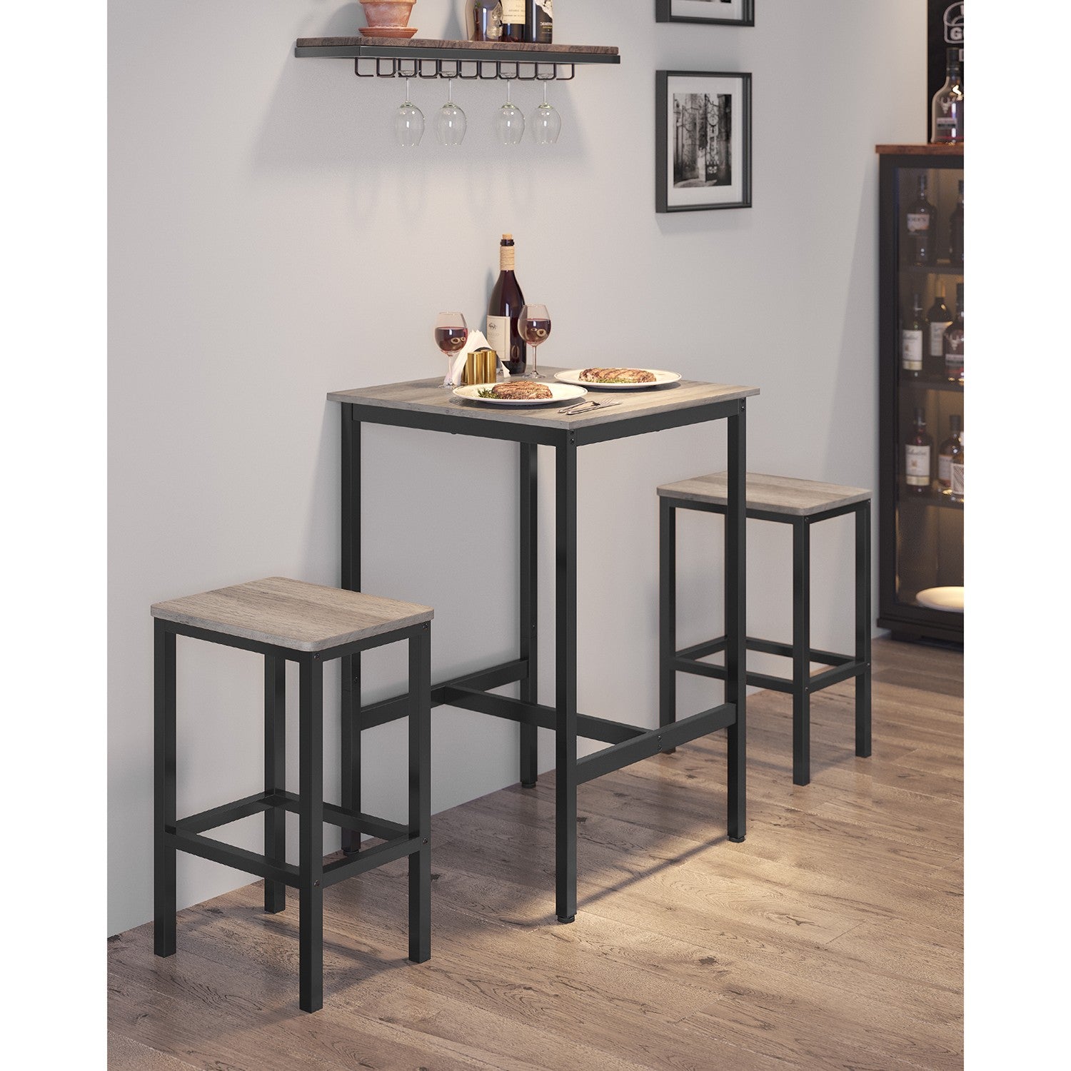 High Top Bar Table - Greige, Black