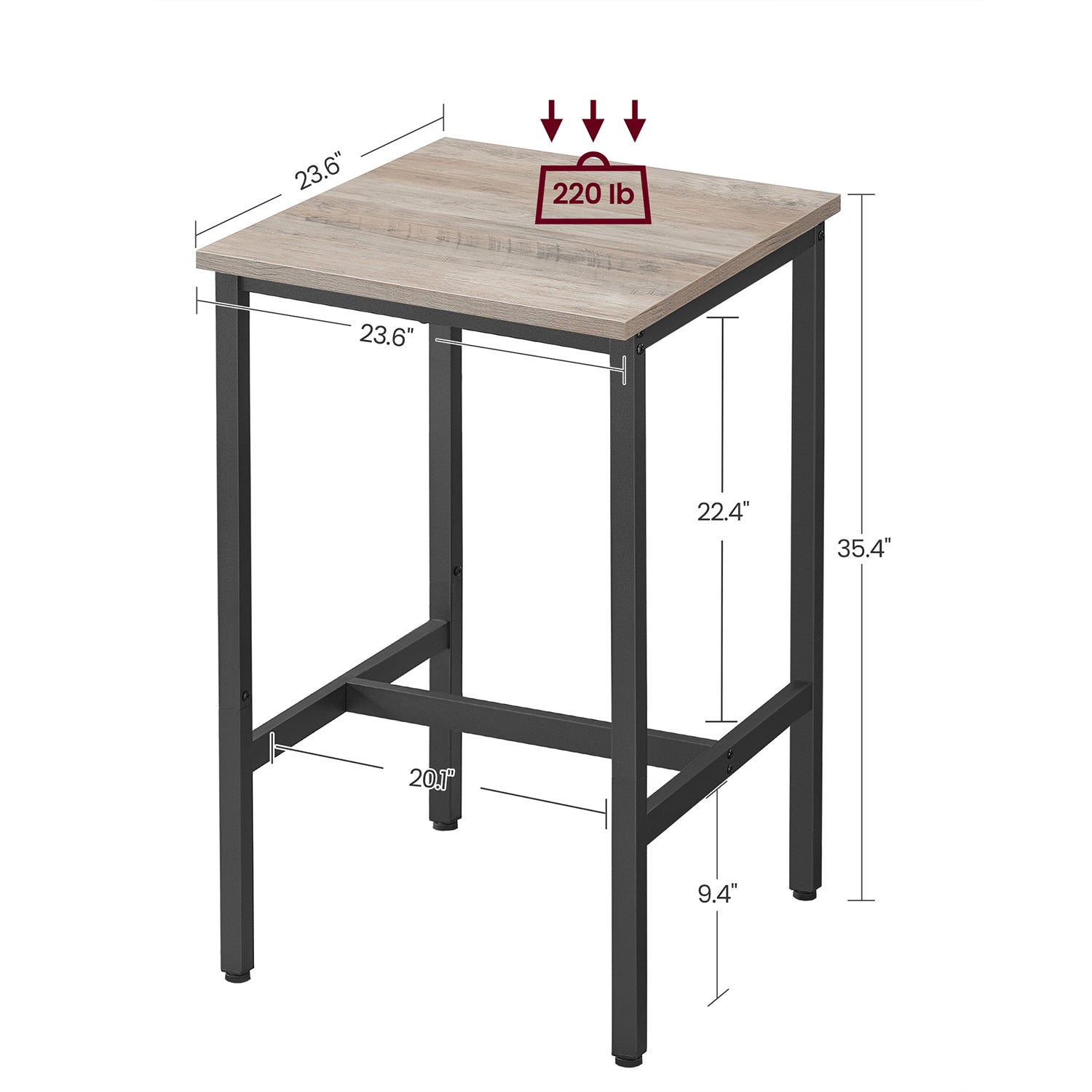 High Top Bar Table - Greige, Black