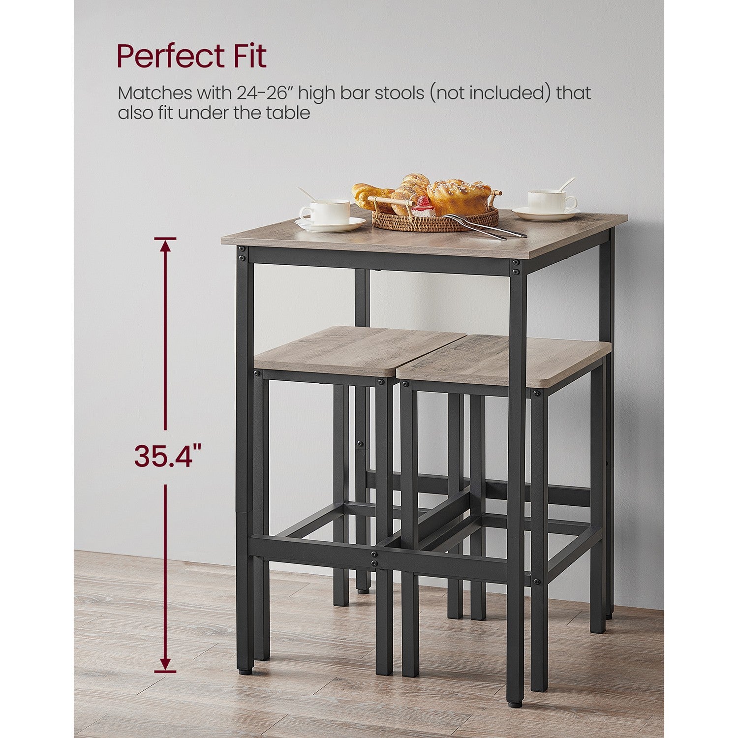 High Top Bar Table - Greige, Black