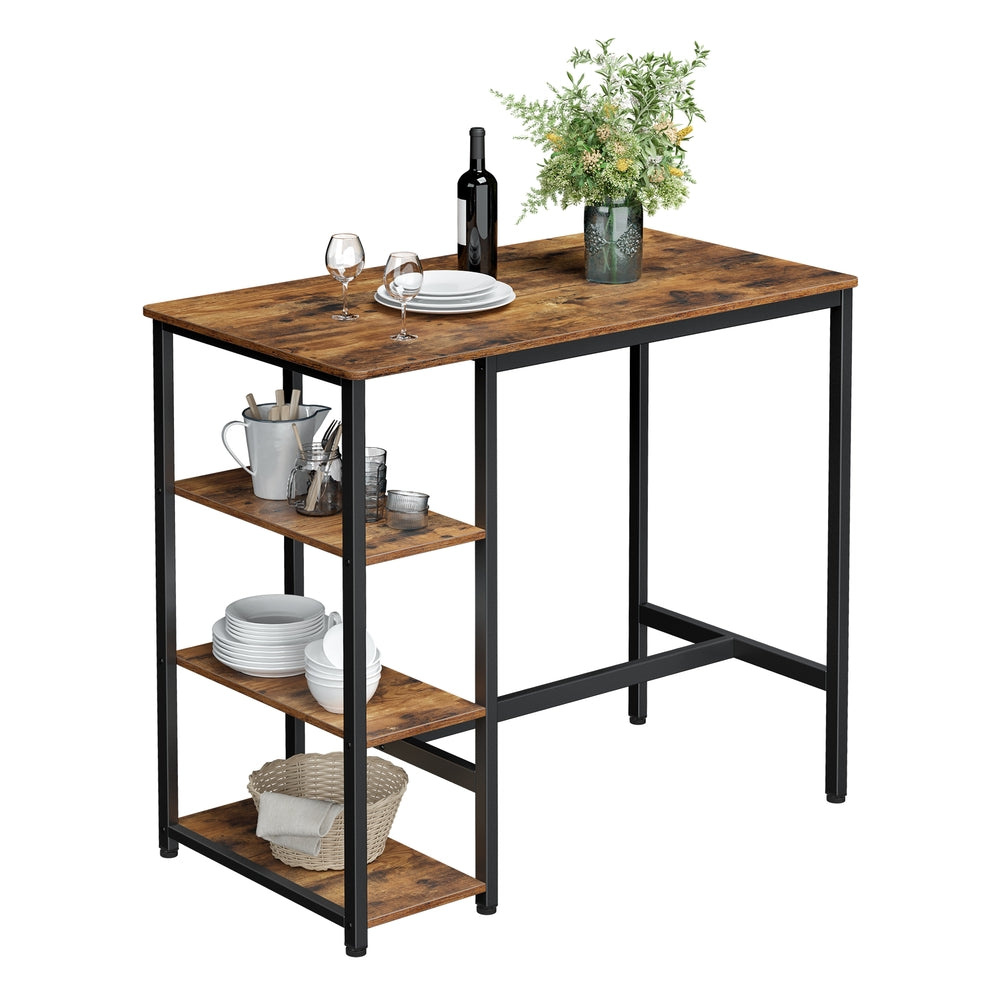 Bar Table - Metal Frame - 23.6 x 42.9 x 39.4 Inches - Brown