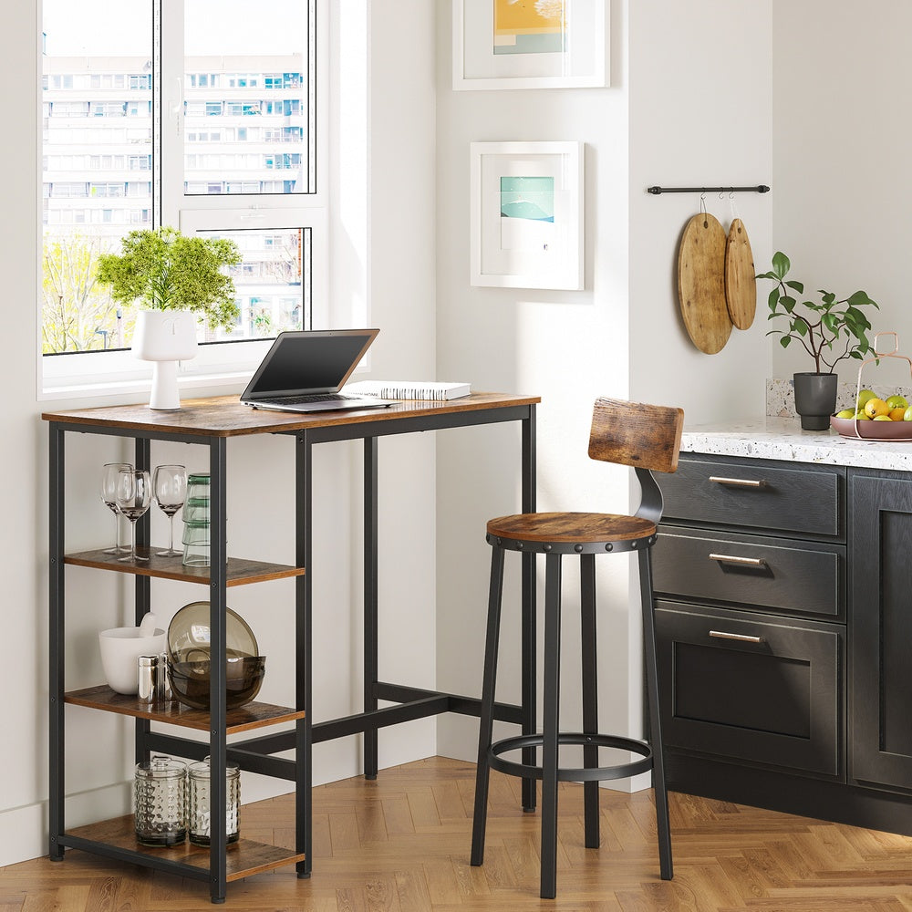 Bar Table - Metal Frame - 23.6 x 42.9 x 39.4 Inches - Brown