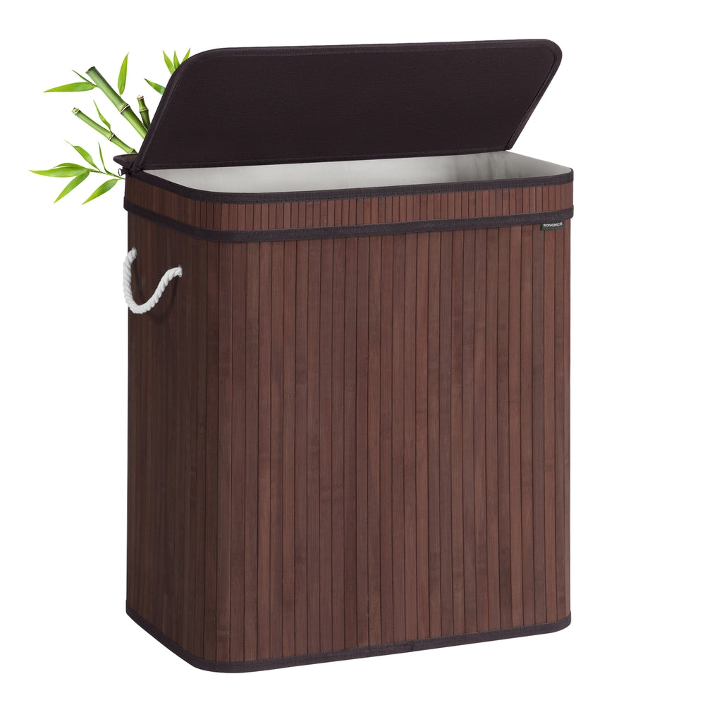 Bamboo Laundry Hamper with Lid - 26 Gallon Capacity - Removable Fabric Liner