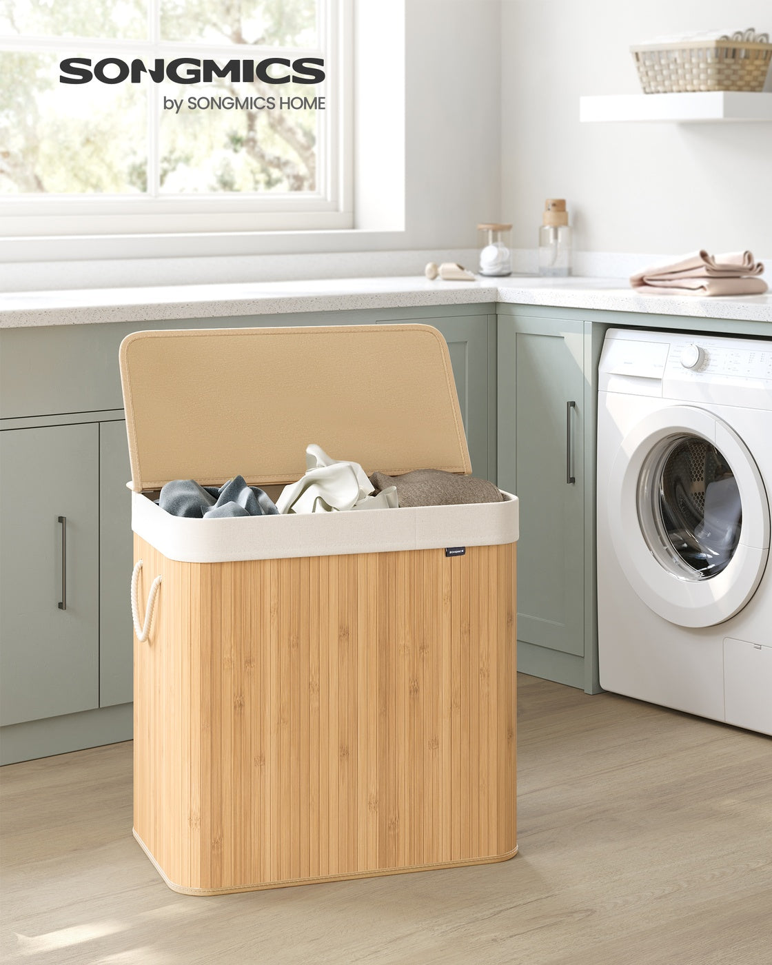 Laundry Hamper - 3-Section - 39.6 Gallon - Lid