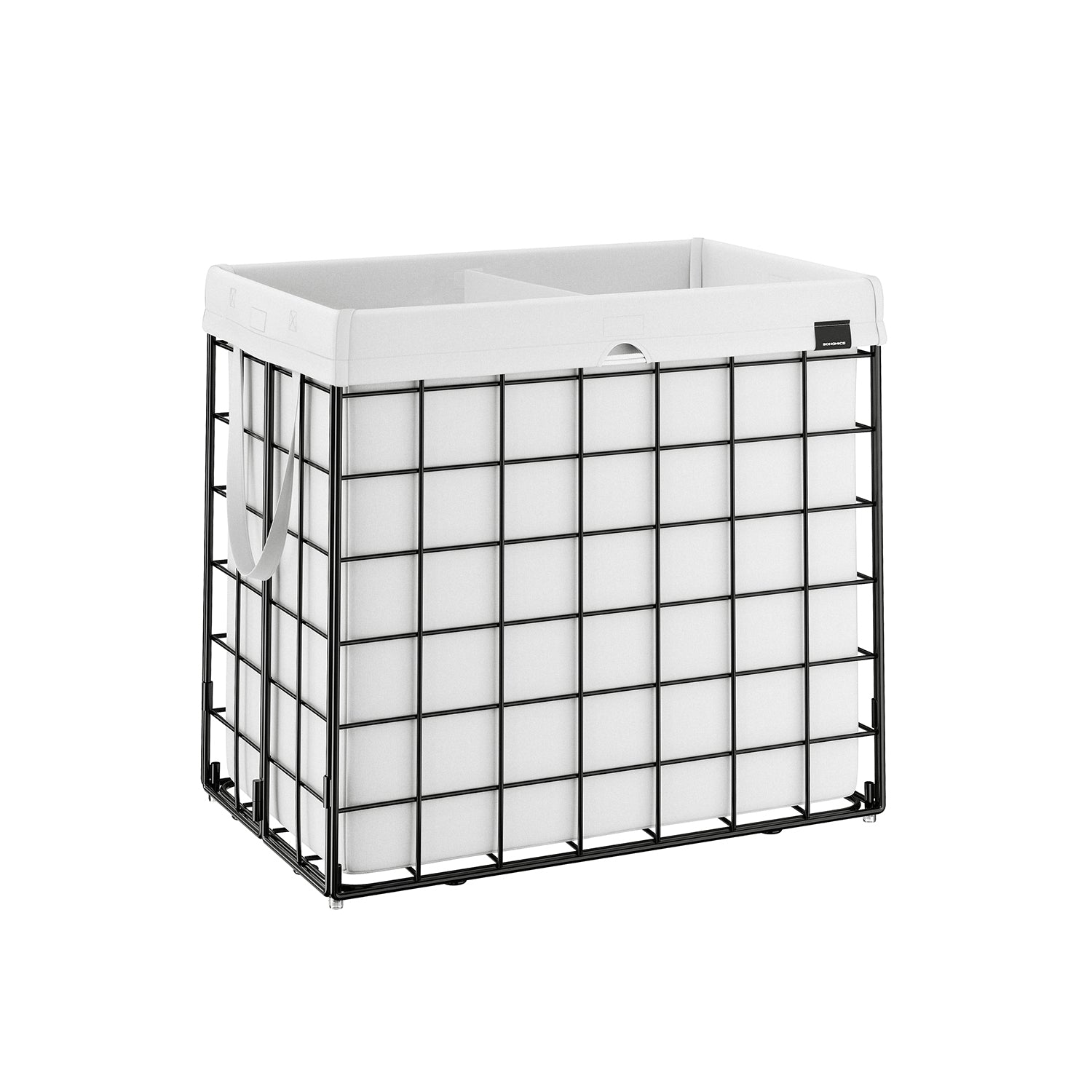 Laundry Hamper with Metal Wire Frame - 34.3 Gal. (130L) - Ink Black, Cloud White - 23.6"L x 15.2"W x 23.2"H