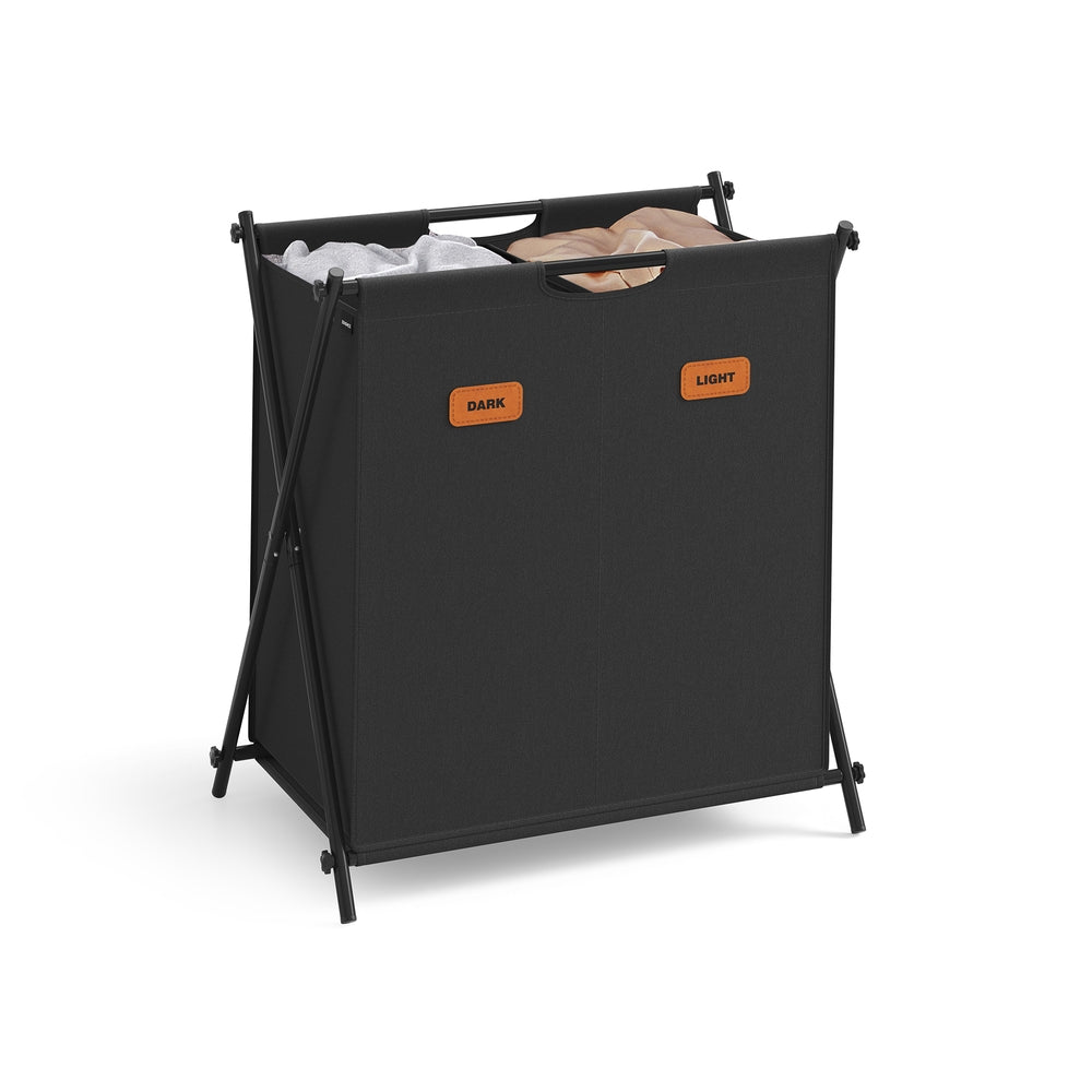 35.7 Gal. Laundry Hamper 3 Sections with Collapsible X-Frame Ink Black - Ink Black - 23.6"L x 15.7"W x 26"H