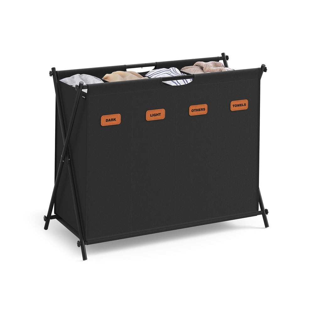 35.7 Gal. Laundry Hamper 3 Sections with Collapsible X-Frame Ink Black - Ink Black - 31.1"L x 15.7"W x 26"H