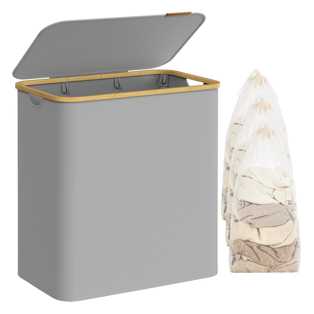 Laundry Hamper - 23.8 Gallons - 16.5 x 12.6 x 27.8 Inches - Mint Green - Dove Gray - 23.6”L x 15.2”W x 27.8”H