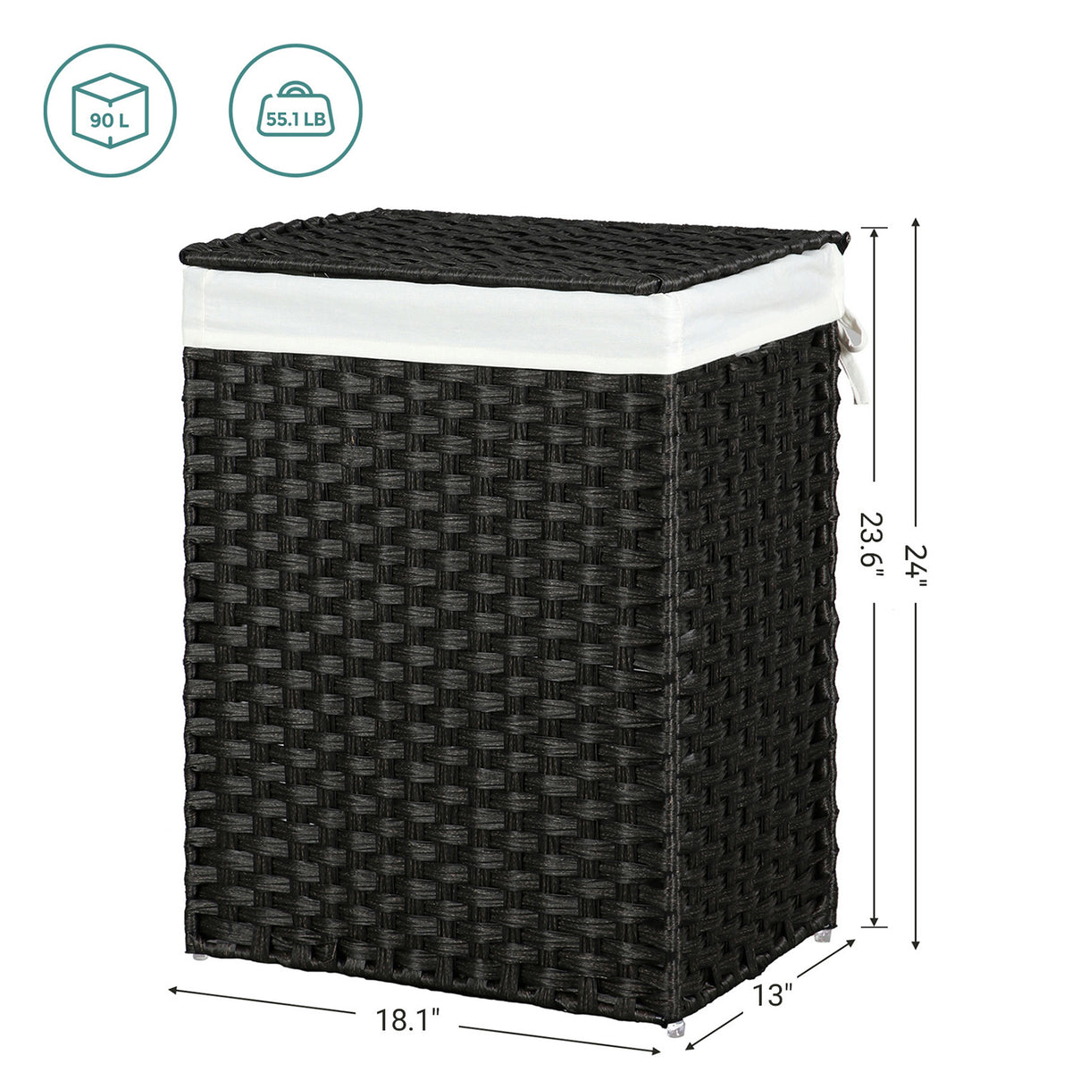 Synthetic Rattan Laundry Basket - 23.8 Gallon - With Lid and Handles