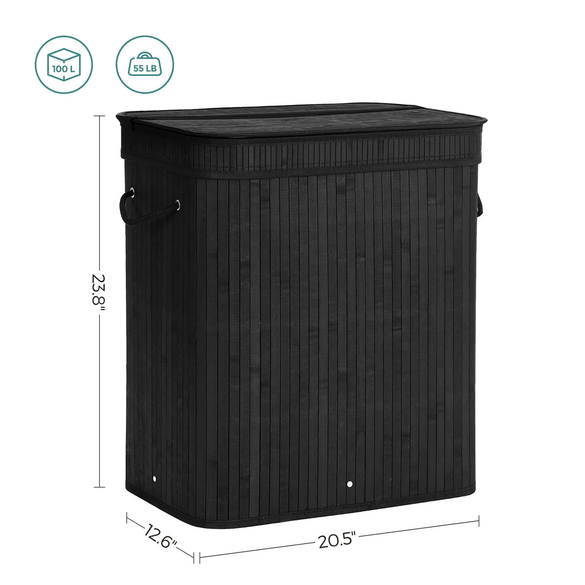 Bamboo Laundry Hamper with Lid - 26 Gallon Capacity - Removable Fabric Liner