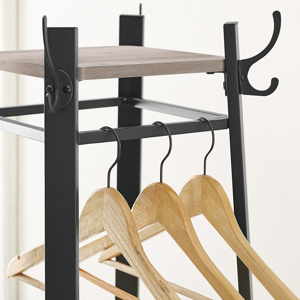 Coat Stand with 3 Shelves - Greige, Black